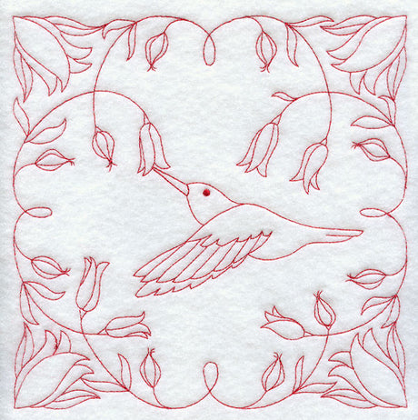 Hummingbird Delight (Redwork)