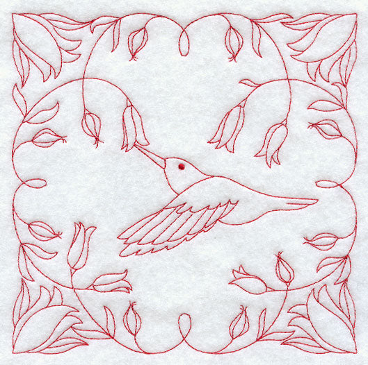 Hummingbird Delight (Redwork)