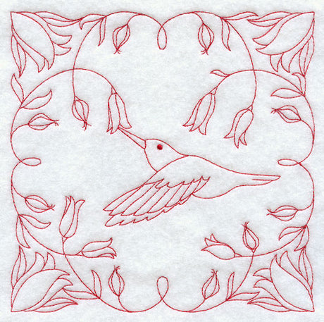 Hummingbird Delight (Redwork)