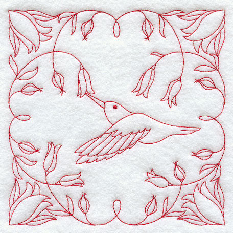 Hummingbird Delight (Redwork)