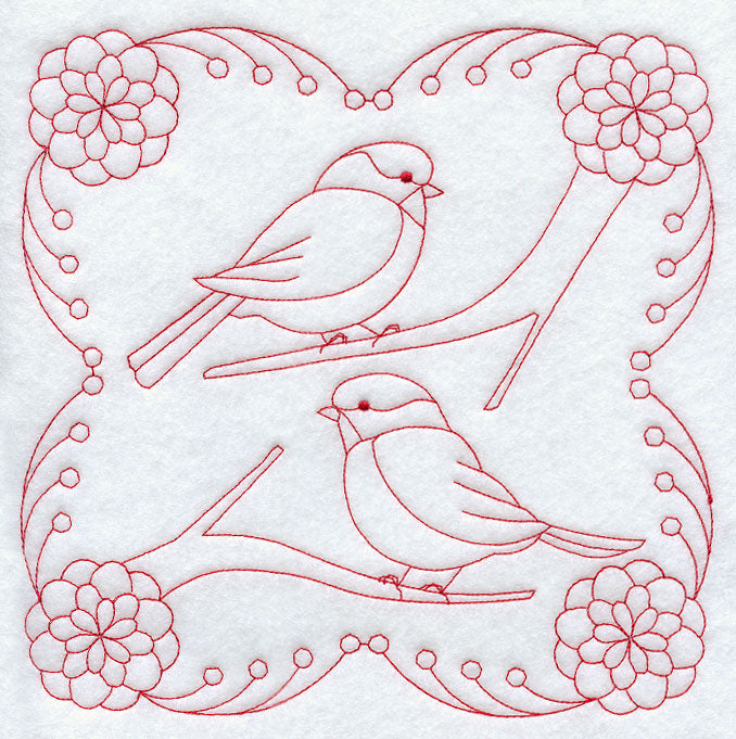 Bright Chickadees (Redwork)