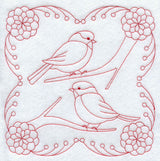Bright Chickadees (Redwork)
