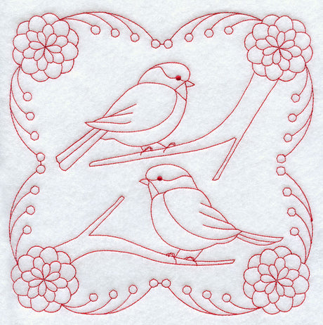 Bright Chickadees (Redwork)