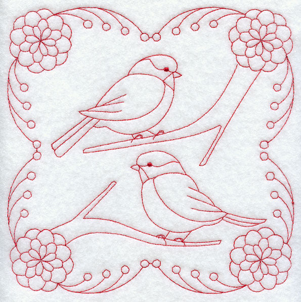 Bright Chickadees (Redwork)