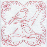 Bright Chickadees (Redwork)