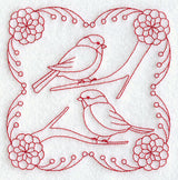 Bright Chickadees (Redwork)