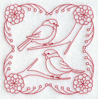 Bright Chickadees (Redwork)