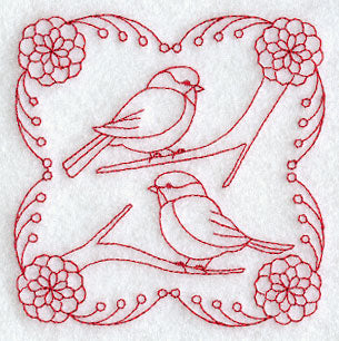 Bright Chickadees (Redwork)