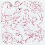 Bluebirds and Blossoms (Redwork)