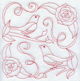 Bluebirds and Blossoms (Redwork)