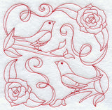 Bluebirds and Blossoms (Redwork)