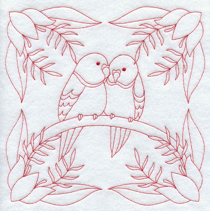 Parakeet Love (Redwork)