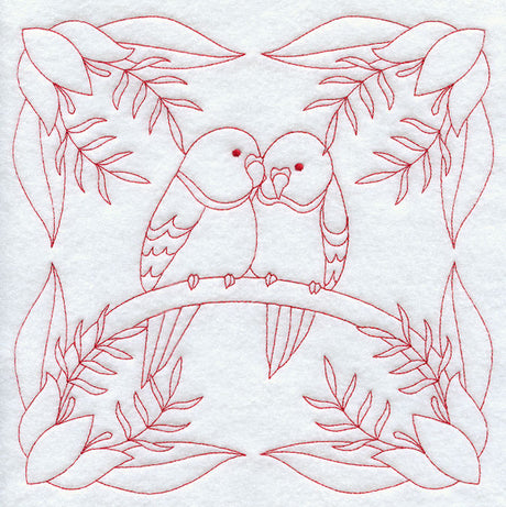 Parakeet Love (Redwork)