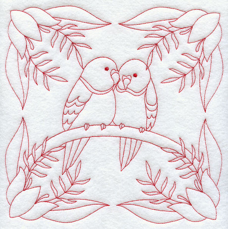 Parakeet Love (Redwork)