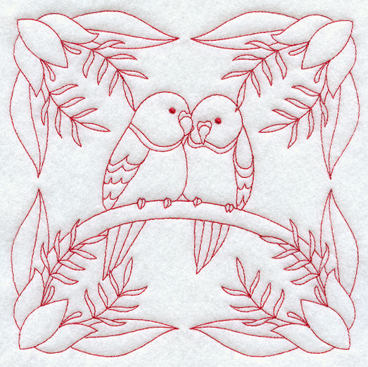 Parakeet Love (Redwork)