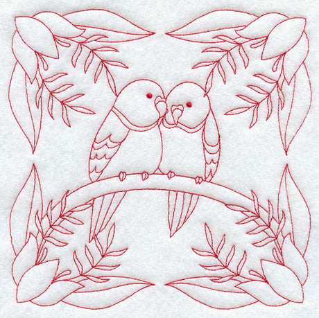 Parakeet Love (Redwork)
