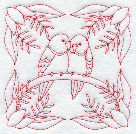 Parakeet Love (Redwork)