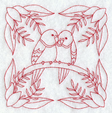 Parakeet Love (Redwork)