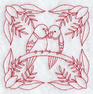 Parakeet Love (Redwork)