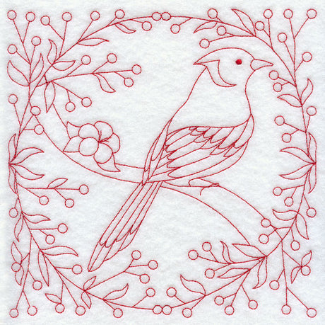 Blue Jay and Berries (Redwork)