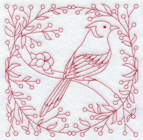 Blue Jay and Berries (Redwork)