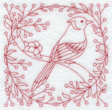 Blue Jay and Berries (Redwork)