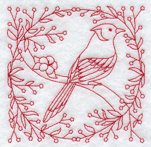 Blue Jay and Berries (Redwork)