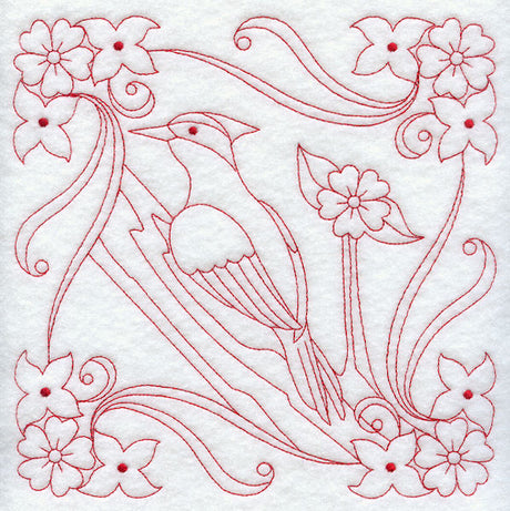 Woodpecker Flourish (Redwork)
