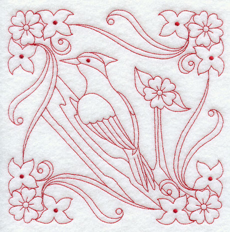 Woodpecker Flourish (Redwork)