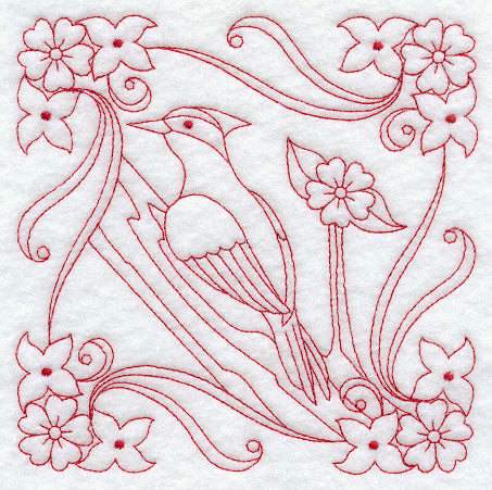 Woodpecker Flourish (Redwork)