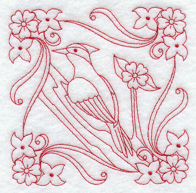 Woodpecker Flourish (Redwork)