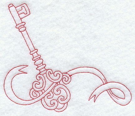 Key and Ribbon (Redwork)