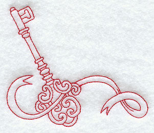 Key and Ribbon (Redwork)