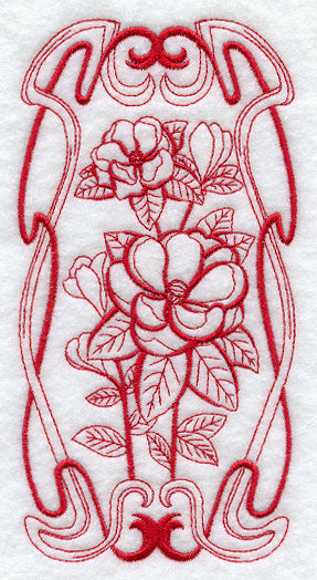 Art Nouveau Magnolia (Redwork)