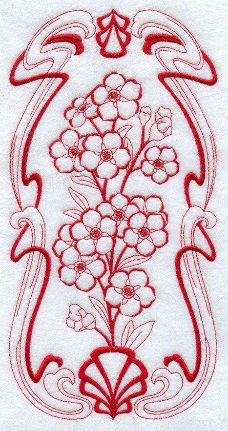 Art Nouveau Forget-me-nots (Redwork)