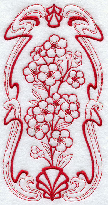 Art Nouveau Forget-me-nots (Redwork)