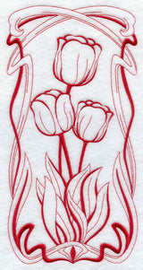 Art Nouveau Tulips (Redwork)