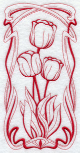 Art Nouveau Tulips (Redwork)