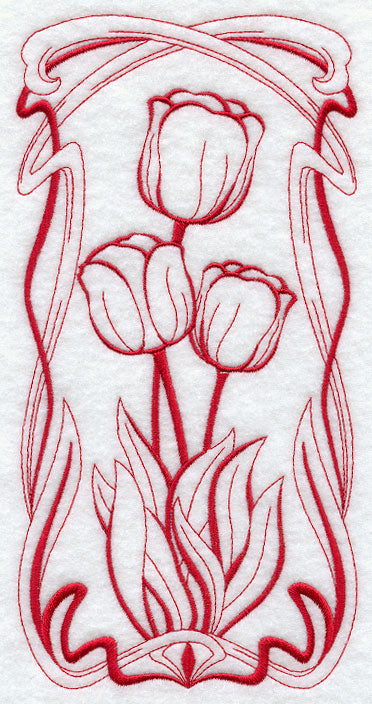 Art Nouveau Tulips (Redwork)