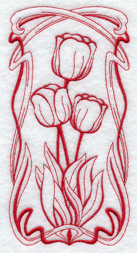 Art Nouveau Tulips (Redwork)