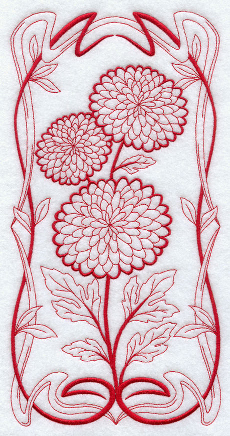 Art Nouveau Mums (Redwork)