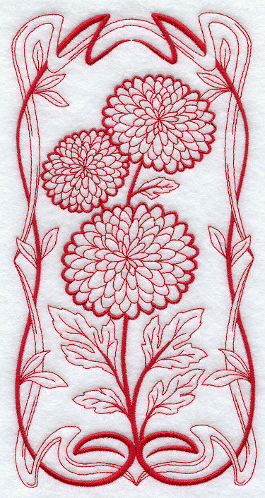 Art Nouveau Mums (Redwork)