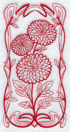 Art Nouveau Mums (Redwork)