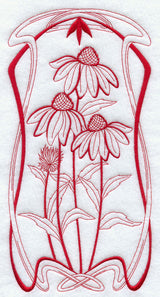 Art Nouveau Coneflowers (Redwork)
