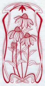 Art Nouveau Coneflowers (Redwork)