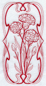 Art Nouveau Carnations (Redwork)