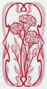 Art Nouveau Carnations (Redwork)