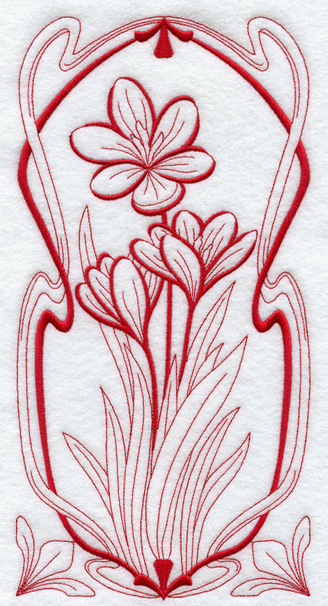 Art Nouveau Crocus (Redwork)
