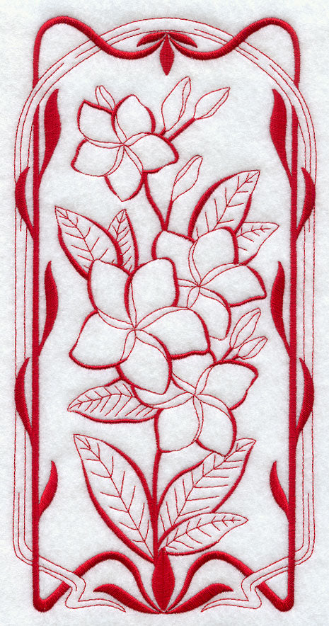 Art Nouveau Frangipani (Redwork)