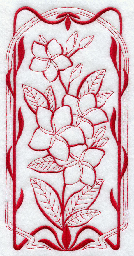 Art Nouveau Frangipani (Redwork)
